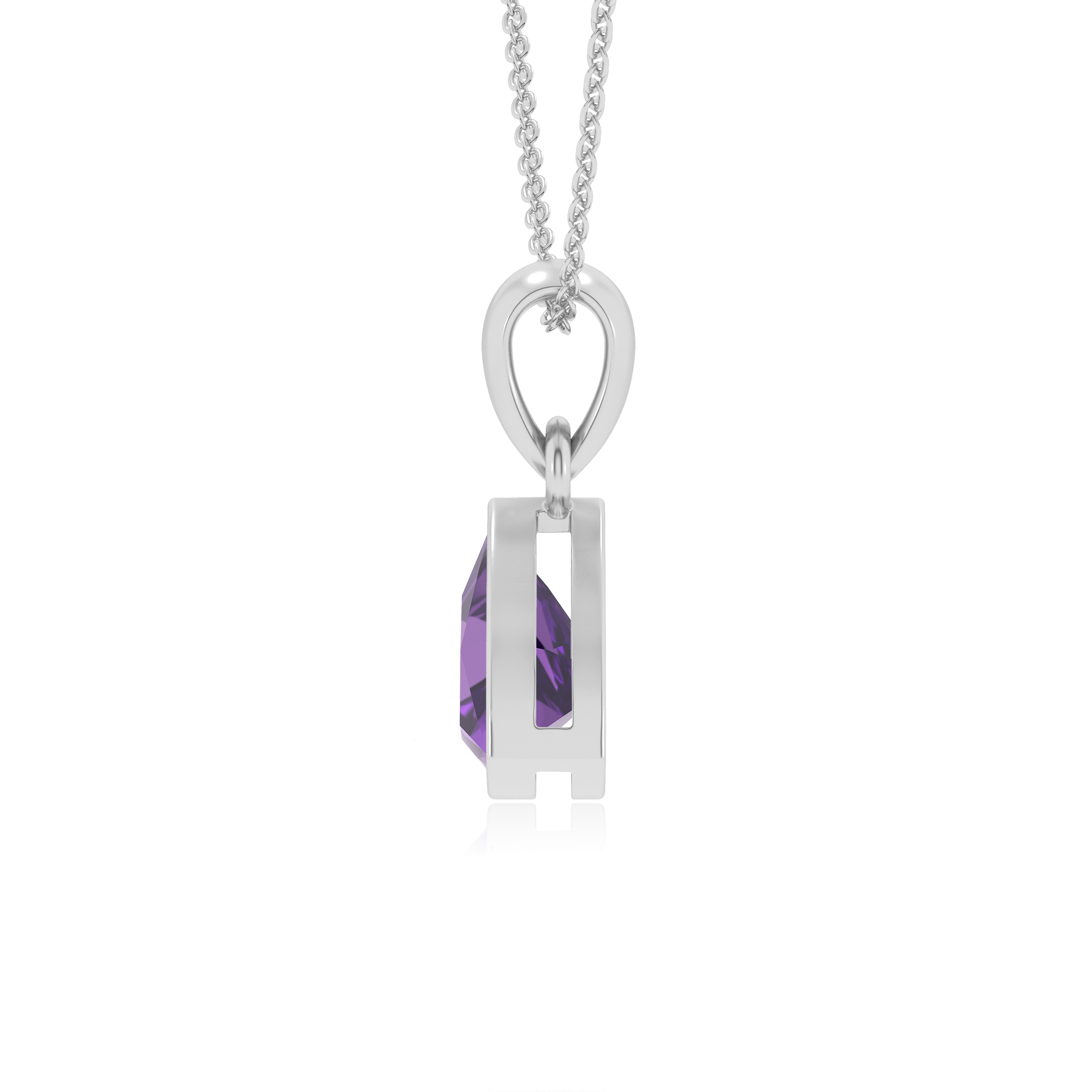 Lab Grown Amethyst Trillion Solitär Anhänger Halskette für Frauen (Silber, Gold) - Bild 8 von 24