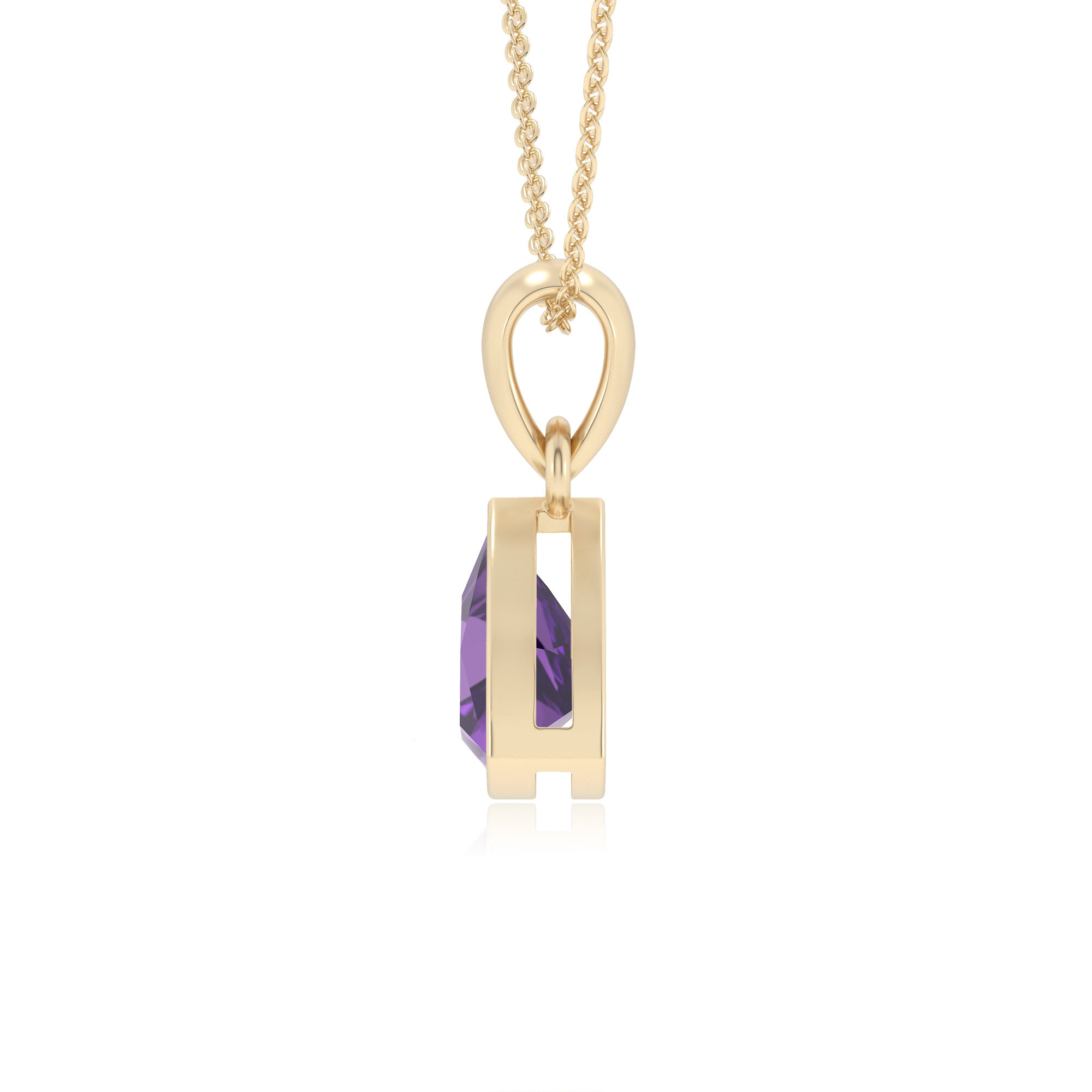 Lab Grown Amethyst Trillion Solitär Anhänger Halskette für Frauen (Silber, Gold) - Bild 12 von 24