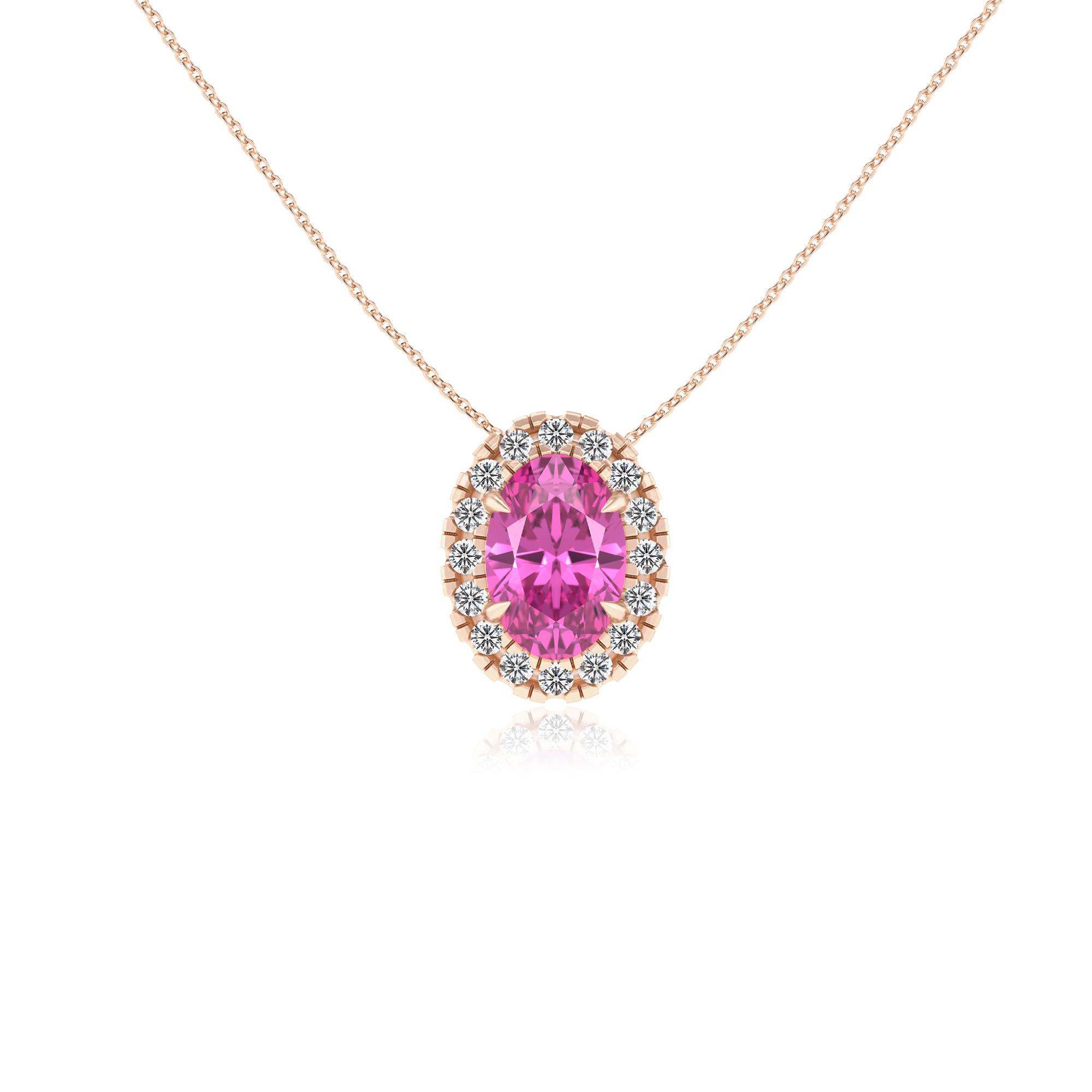Lab Grown Rosa Saphir Solitär Anhänger Halskette für Frauen (Silber, Gold) - Bild 17 von 24