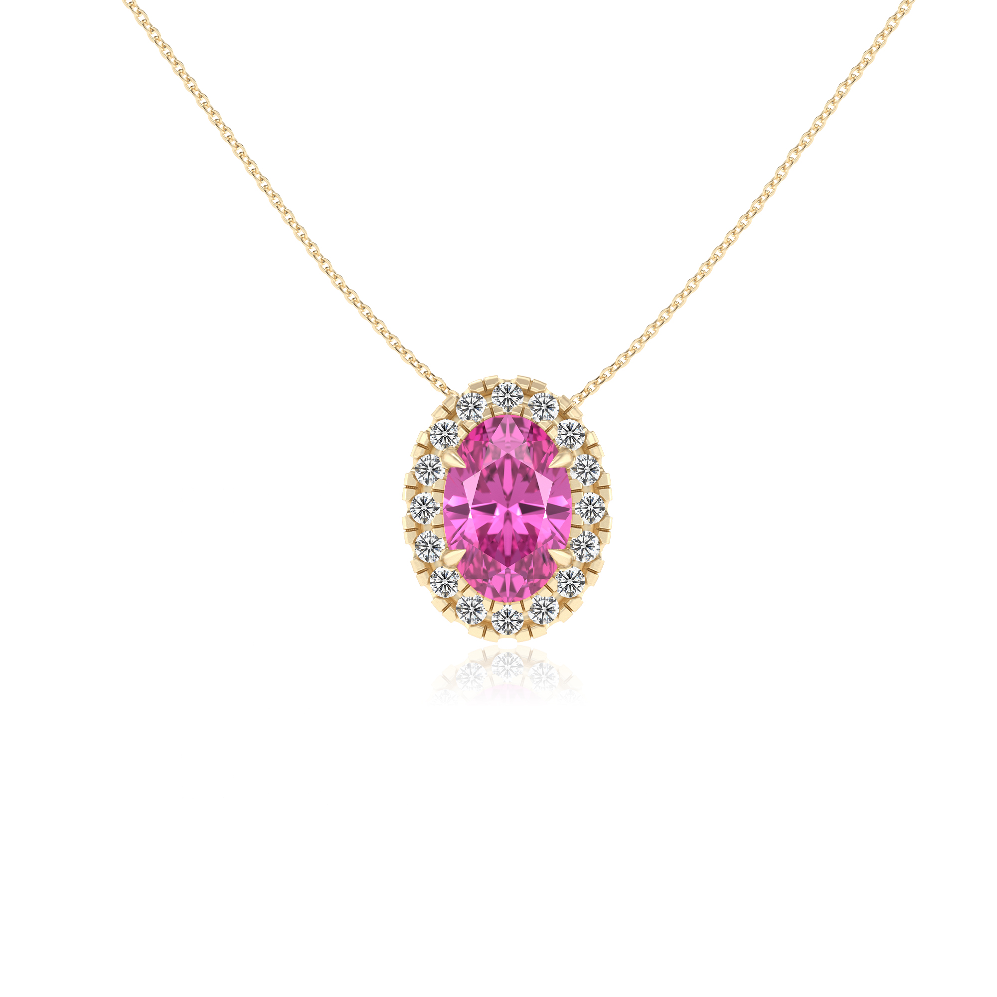 Lab Grown Rosa Saphir Solitär Anhänger Halskette für Frauen (Silber, Gold) - Bild 9 von 24