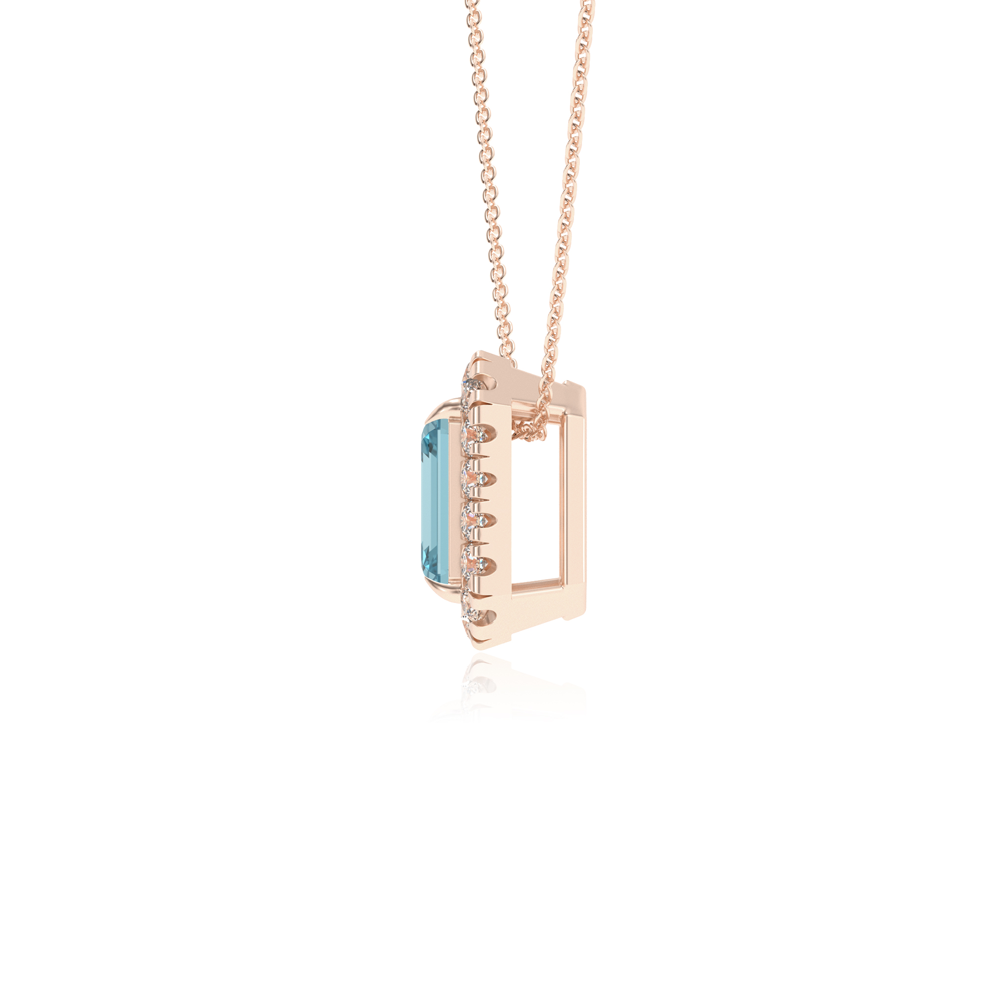 Lab Grown Aquamarin Smaragd Solitär Anhänger Halskette für Frauen (Silber, Gold) - Bild 20 von 24