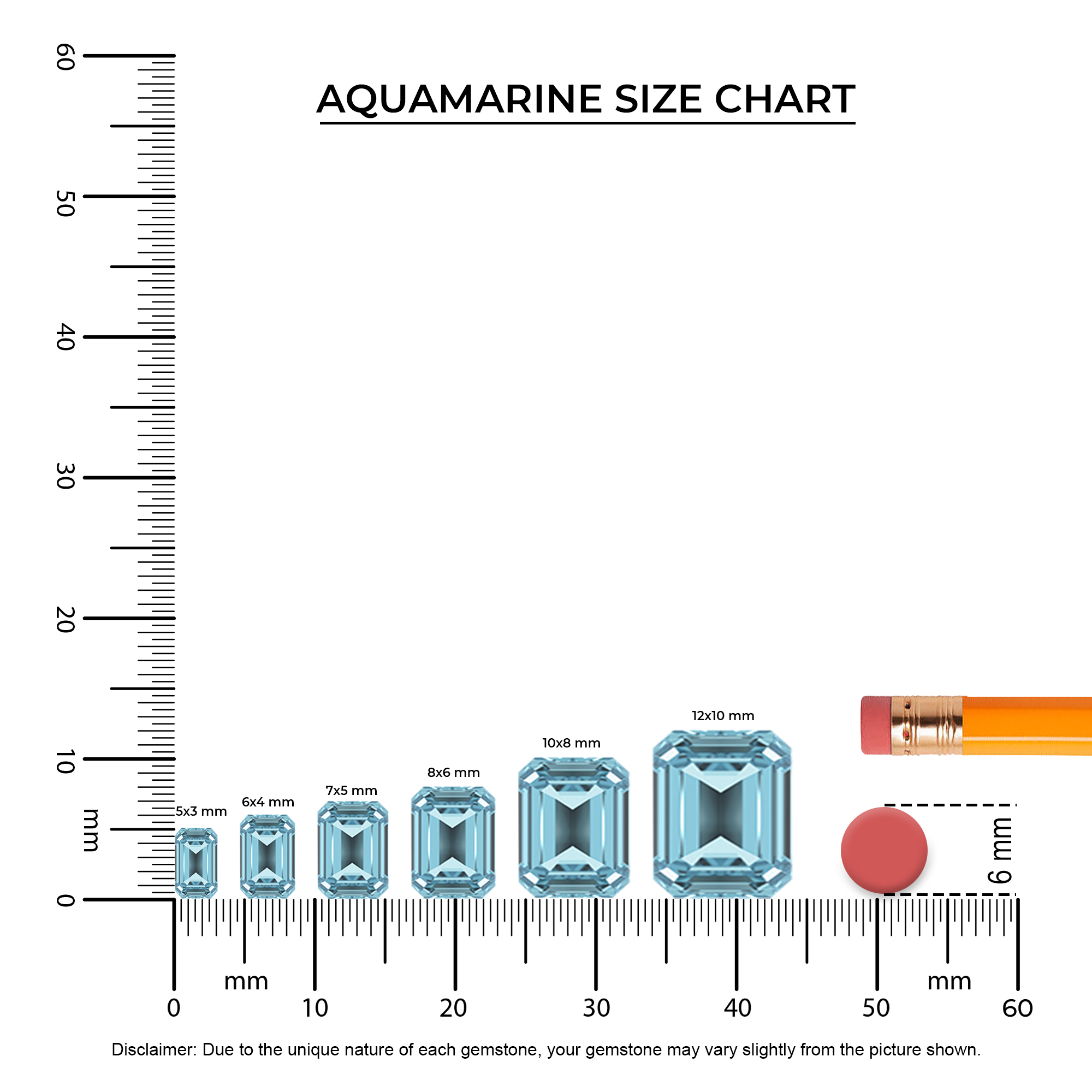 Lab Grown Aquamarin Smaragd Solitär Anhänger Halskette für Frauen (Silber, Gold) - Bild 7 von 24