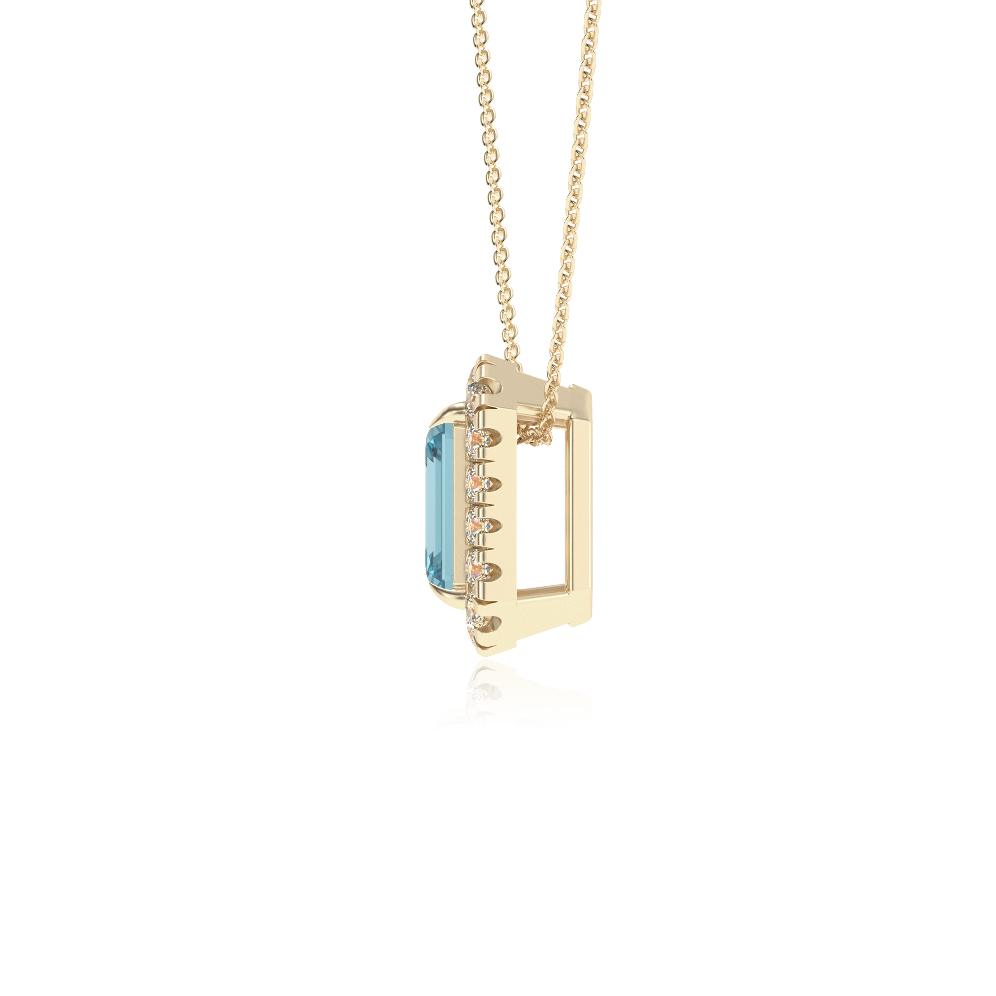 Lab Grown Aquamarin Smaragd Solitär Anhänger Halskette für Frauen (Silber, Gold) - Bild 12 von 24